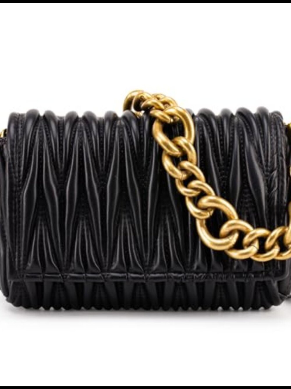 Quilted Faux Leather Crossbody Clutch with Chain Strap Small Evening Bag